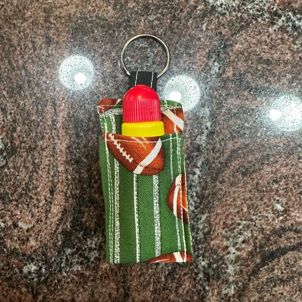 Handmade lip balm holder keychain- football design